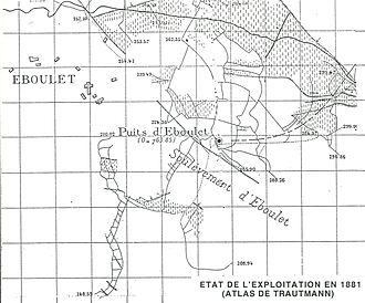 Layout of the bottom of the Notre-Dame mine in 1881