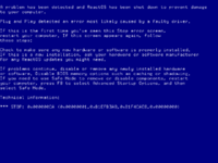 The blue screen of death on ReactOS.