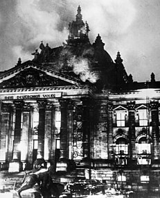 The Reichstag building on fire, 27 February 1933