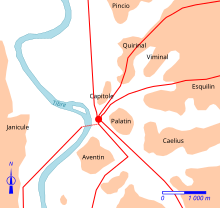 Carte en couleurs représentant le tracé de voies anciennes sur un territoire.