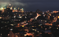 View of the town of Sauda at night