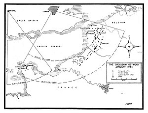 World War II map shows the two areas where the Germans were setting up their secret "V" weapons to bombard Englan