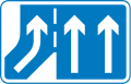 Additional traffic lane joining from the left ahead (right if reversed)