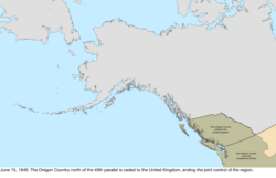 Map of the change to the United States in northwest North America on June 15, 1846