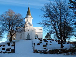 View of the local Øvrebø Church
