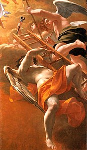 Simon Vouet, Anges portant les instruments de la Passion, 1625-1626, huile sur toile, 132 x 77 cm.