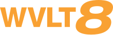 An orange italicized 8 in a sans serif font next to the letters W V L T