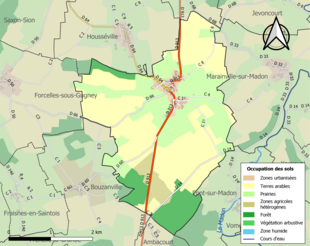 Carte en couleurs présentant l'occupation des sols.