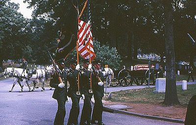 military funeral procession, Arlington National Cemetery, July, 1967