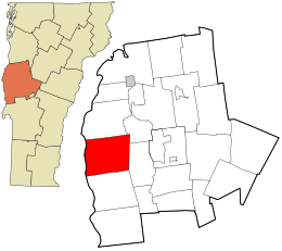 Location in Addison County and the state of Vermont.