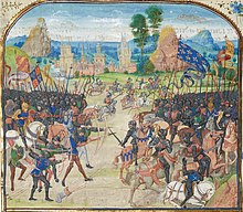 A colourful and stylised contemporary depiction of the battle
