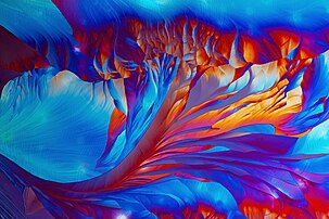 Cristal d'un acide aminé, la bêta-Alanine, photographié avec un microscope polarisant, au grossissement fois 10. (définition réelle 5 170 × 3 448)