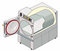 Cylindrical research autoclave illustration