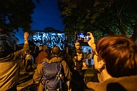 Lasermapping on FZU building during street festival