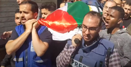 Colleagues of Shireen Abu Akleh at her funeral in Jenin.