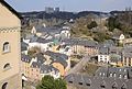 A view of Grund from above with Kirchberg in the background