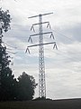 Älterer Tannenbaummast mit Extratraverse für Erdseile bei Hirschfelde