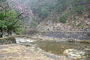 市川護岸上のトロッコ軌道跡（奥銀谷）