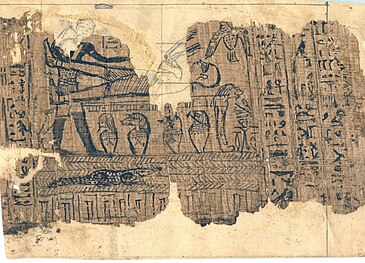 A piece of papyrus with Egyptian writing upon it