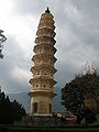 The left Pagoda, which leans to one side due to inadequate strength of foundation.