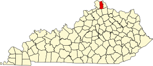 Map of Kentucky highlighting Kenton County