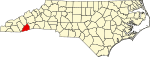 State map highlighting Transylvania County