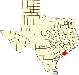 Map of Texas highlighting Matagorda County