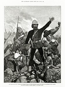George Pomeroy Colley at the Battle of Majuba Hill, by Melton Prior (edited by Adam Cuerden)