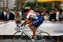 Miguel Indurain portant le maillot de l'équipe Banesto.