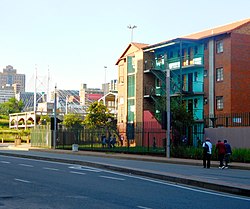 Newtown, with Nelson Mandela Bridge in the background
