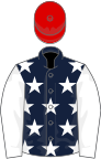 Dark blue, white stars and sleeves, red cap