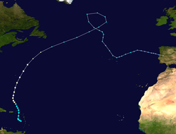 Trajectoire de l'ouragan Rafael