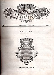 Словинац, насловна страна броја 4 из 1883, Грб Дубровачке републике