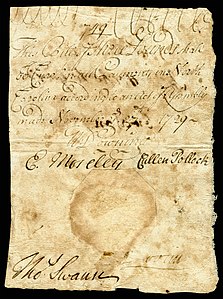 Currency of the Province of North Carolina at Early American currency, by the Province of North Carolina