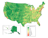 Population density map of the United States.