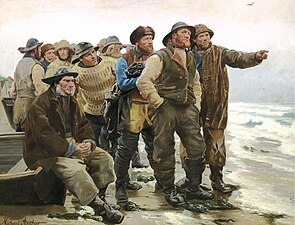 Vil han klare pynten? av Michael Ancher omkring 1880