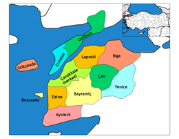 Mapa dos distritos da província de Chanacale