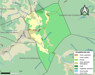 Carte en couleurs présentant l'occupation des sols.