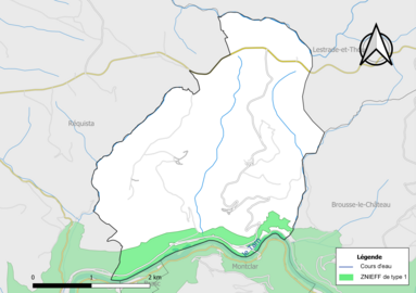 Carte des ZNIEFF de type 1 de la commune.