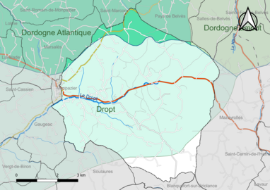 Carte en couleur présentant le(s) SAGE couvrant le territoire communal