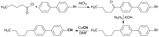 Synthese von 5CB aus 5-BBP