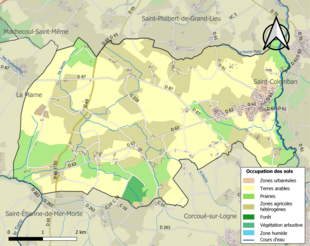 Carte en couleurs présentant l'occupation des sols.