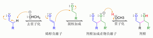 鹼-催化的醛自身發生羥醛反應的機理