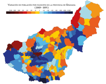 Variación de la población entre 2001 y 2011