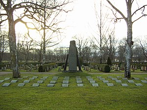 Upplands artilleriregementes gravplats på Uppsala gamla kyrkogård.