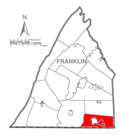 Map of Franklin County, Pennsylvania highlighting Washington Township