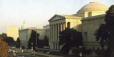 North face of the West Building, with the west side of the East Building and the United States Capitol in background