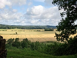 Utsikt från Slottsberget mot Viskadalen vid Skene.