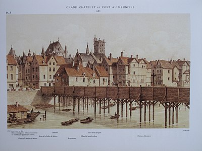 Le pont aux Meuniers entre l'île de la Cité et la rive droite, vers 1580.