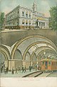 Darstellung der New Yorker City Hall und der 1904 eröffneten U-Bahn-Station auf einer Ansichtskarte von 1913